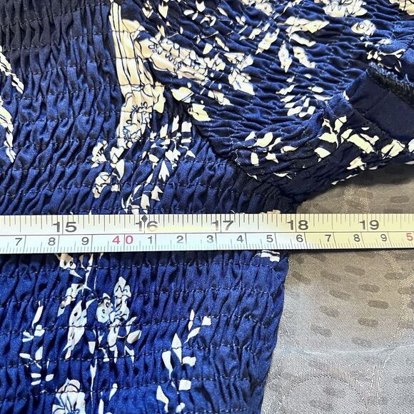 VFShow Size XXL Blue Floral Print Smoked Off The Shoulder Boho Dress Stretch‎ - Picture 10 of 11